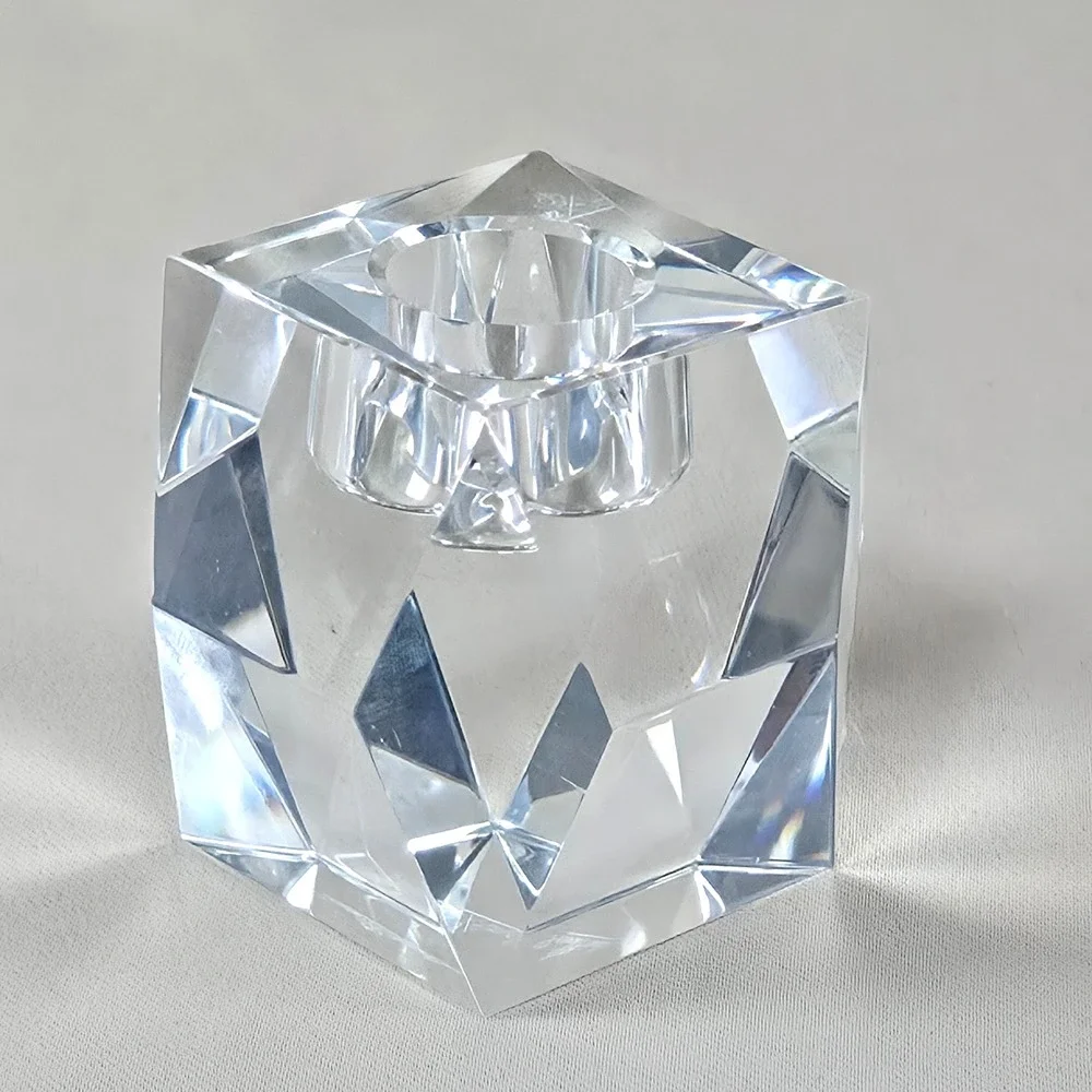 Rosenthal Candle Holder Unisex OS Clear Good Studio-Line Carre Crystal Vintage